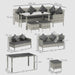 Dark Grey 6 Seater Rattan Dining Set with Sofa Table and Footstool by Outsunny