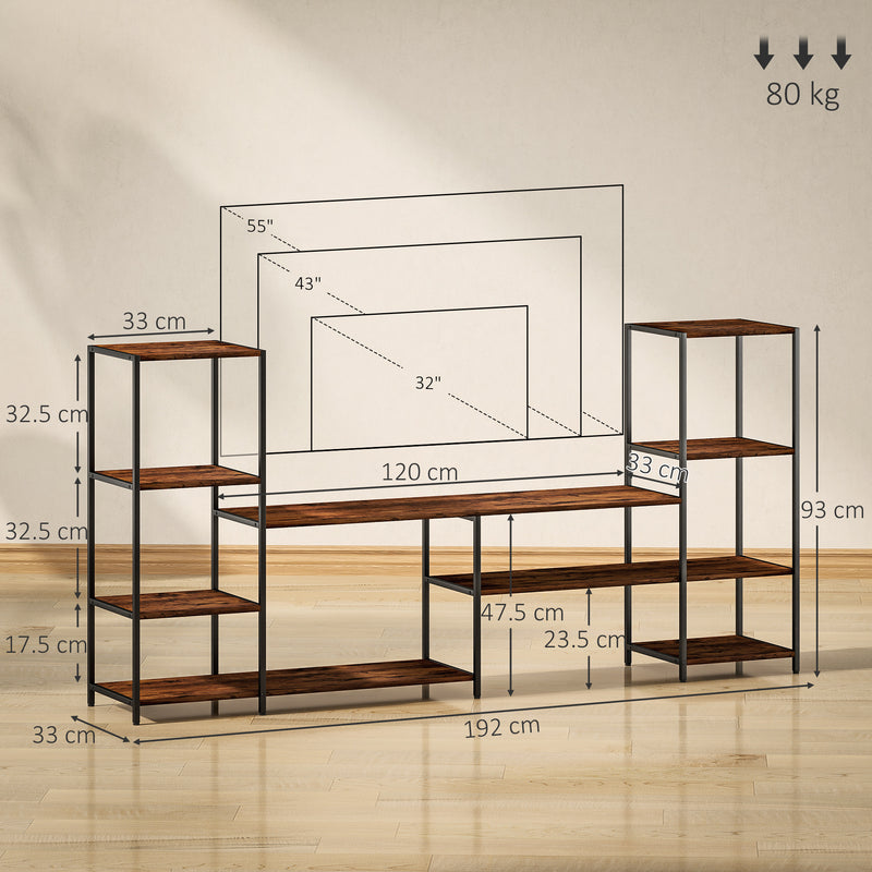 Industrial TV Stand for TVs up to 55 Inches with Storage Shelves for Living Room Use