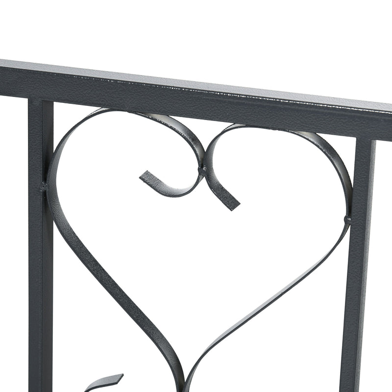 Dark Grey Metal Garden Arch with Double Gates for Climbing Plants and Vines