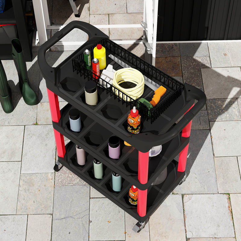 3 Tier Rolling Tool Cart With Wheels And Handles For Garage Or Workshop Use