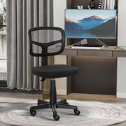 Ergonomic Swivel Mesh Office Chair Without Arms Height Adjustable With Wheels, Black