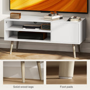 White TV Stand for TVs up to 55 Inches with Open Shelves and Cable Management