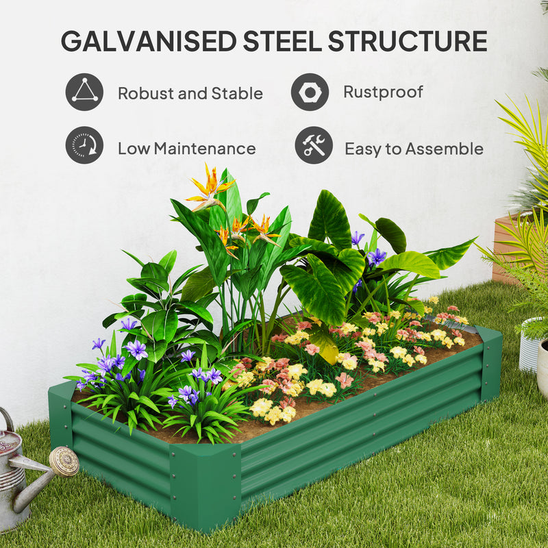 Green 180 x 90cm Galvanised Steel Open Garden Planter Durable Raised Bed by Outsunny