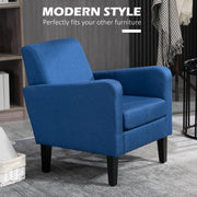 Set of 2 Upholstered Armchairs with Wooden Legs Ideal for Living Room or Bedroom Blue