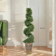 Artificial Spiral Boxwood Trees Set of 2 for Easy Year Round Greenery Indoors or Outdoors Green AOSOM