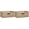 Wall Mounted Floating Bedside Tables Set of 2 with Storage Drawers for Bedroom Use, Natural