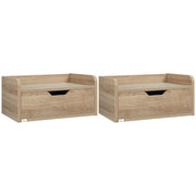 Wall Mounted Floating Bedside Tables Set of 2 with Storage Drawers for Bedroom Use, Natural