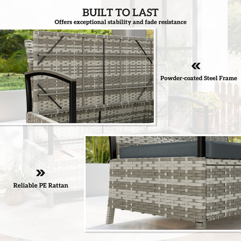 Garden Storage Bench with 125L Hidden Compartment and Padded Seat for Two Dark Grey Outsunny