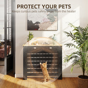 Radiator Cover with Drawer for Hallway Safety and Storage Slim Slatted Black Wood Effect Homcom