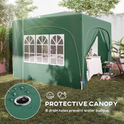 Dark Green 3x3 Pop Up Gazebo Shelter With Sides UPF50+ by Outsunny