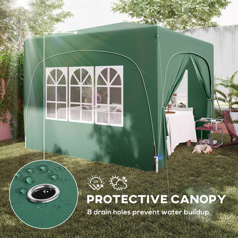 Dark Green 3x3 Pop Up Gazebo Shelter With Sides UPF50+ by Outsunny