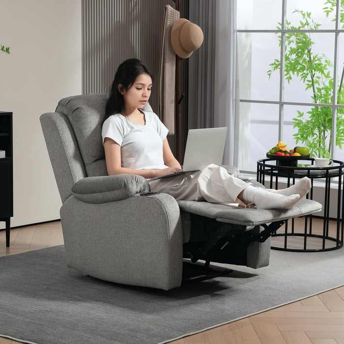 Grey Microfibre Manual Reclining Armchair With Footrest by HOMCOM