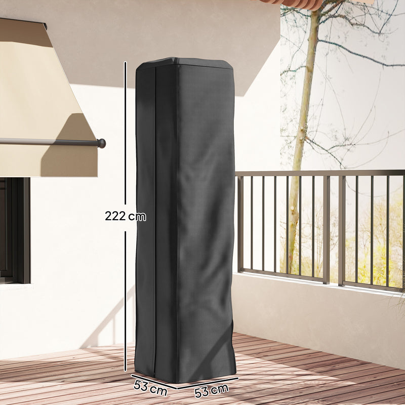 Black Full Length Gas Pyramid Patio Heater Cover UPF 30+ Oxford Fabric with Zip by Outsunny
