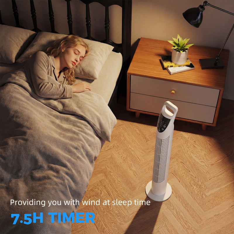Tower Fan for Small Rooms with Quiet Oscillation and Timer White AOSOM