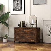 Rustic Brown Wooden Storage Chest with Safety Hinges and Cut Out Handles