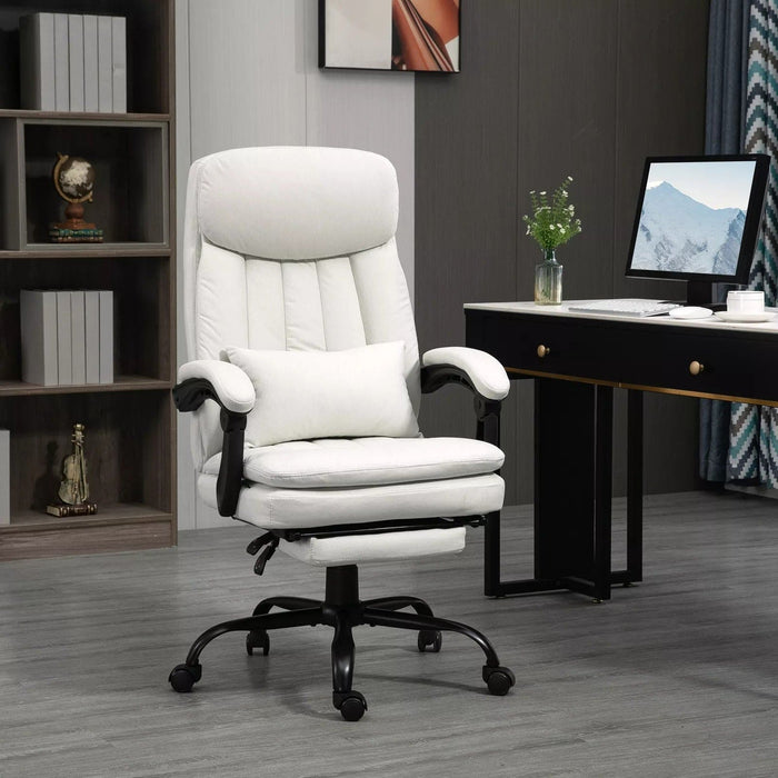 Image of a Cream White Massage Desk Chair With Footrest