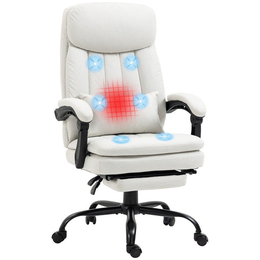 Image of a Cream White Massage Desk Chair With Footrest