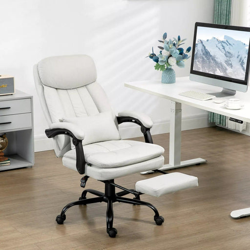 Image of a Cream White Massage Desk Chair With Footrest