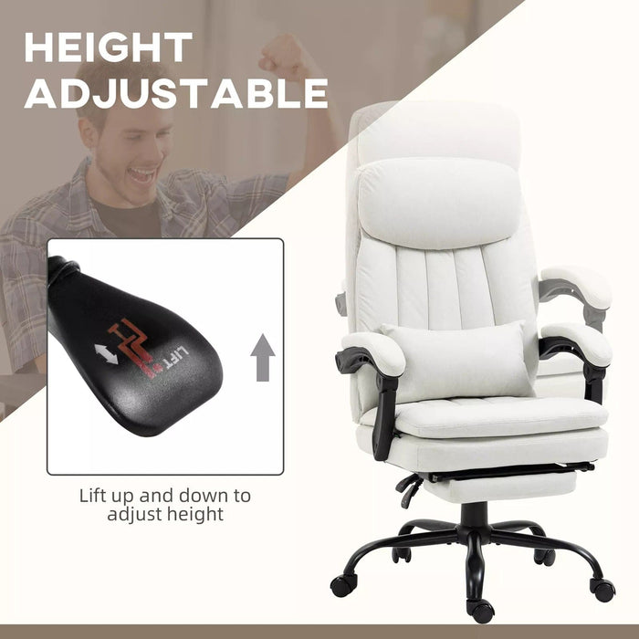 Image of a Cream White Massage Desk Chair With Footrest