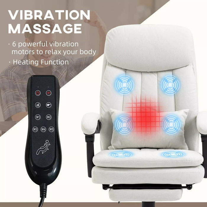 Image of a Cream White Massage Desk Chair With Footrest