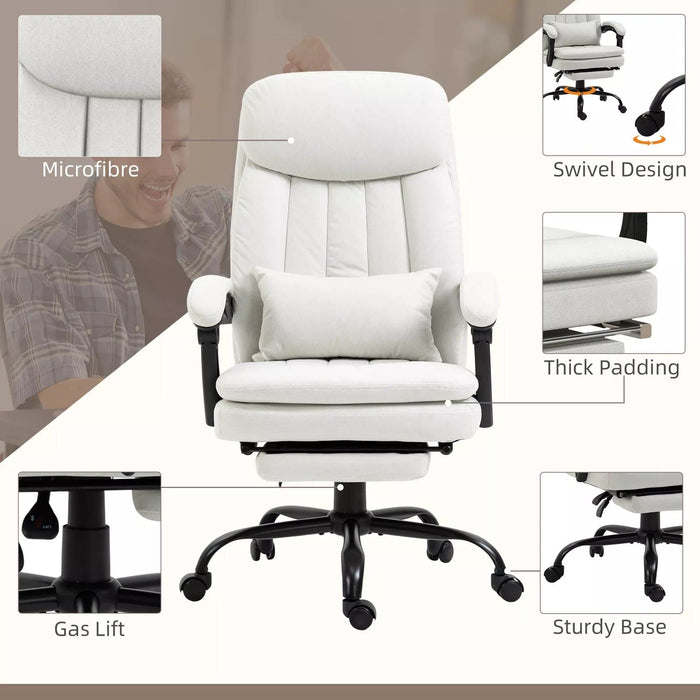 Image of a Cream White Massage Desk Chair With Footrest