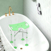 Height Adjustable Padded Shower Stool with U Shaped Seat for Bathroom Comfort Green