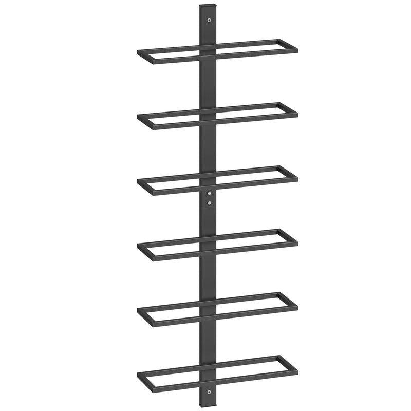 Wall Mounted Wine Rack for 6 Bottles Space Saving Steel Storage Black AOSOM