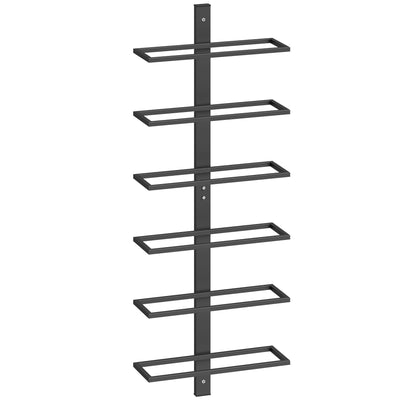 Wall Mounted Wine Rack for 6 Bottles Space Saving Steel Storage Black AOSOM