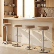 Adjustable Backless Bar Stools Set of 2 for Space Saving Kitchen Island Seating Brown Homcom