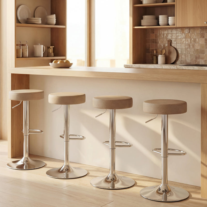 Adjustable Backless Bar Stools Set of 2 for Space Saving Kitchen Island Seating Brown Homcom