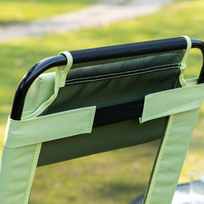 Set of 2 Folding Recliner Sun Loungers with Adjustable Backrest for Garden Use Green Outsunny