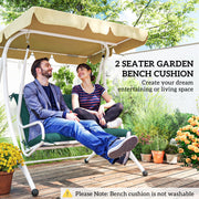 Outdoor Bench Cushion for 2 Seater Benches and Swing Chairs with Tie Fastenings Green AOSOM