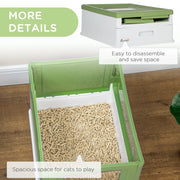 Hooded Cat Litter Box With Scoop Front Entry Design For Easy Cleaning, Light Green