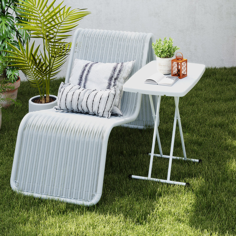 White Folding Outdoor Table Space-Saving and Lightweight by Outsunny