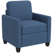 Blue Modern Boxy Linen Look Armchair with Padded Seat by HOMCOM