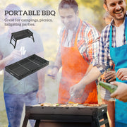Portable Black Charcoal BBQ Grill with Folding Legs for Outdoor Cooking by Outsunny