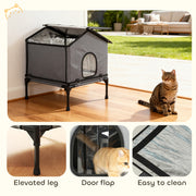 Waterproof Insulated Outdoor Cat House with Elevated Base for Feral Cats Grey AOSOM