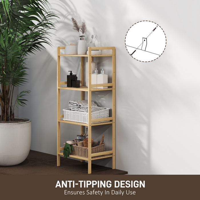 Four Tier Bamboo Adjustable Shelf Storage Unit for Home and Office by HOMCOM
