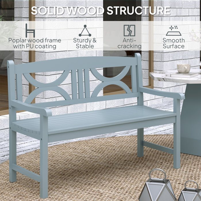 Grey 2 Seater Wooden Garden Bench Outdoor Patio Loveseat for Porch by Outsunny