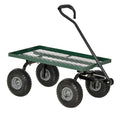 Heavy Duty Garden Trolley Cart With Pneumatic Wheels And Steel Frame For Outdoor Use Green AOSOM