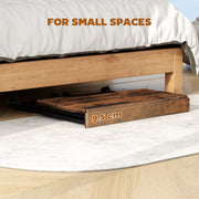 Compact Folding Desk on Wheels with Storage Shelf for Home Office Use Rustic Brown AOSOM