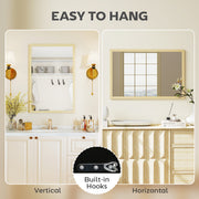 Rectangular Wall Mirror for Brightening and Enlarging Rooms Natural Wood Finish AOSOM