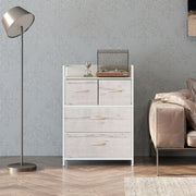 Rustic Black Chest with Four Fabric Drawers for Bedroom or Hallway Storage