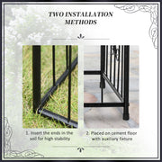 Metal Garden Arbor Arch with Double Doors and Planter Baskets Black by Outsunny