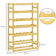 42 Bottle Wooden Wine Rack Freestanding Storage Organiser for Home Bar Natural Finish