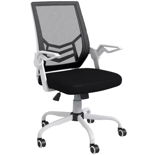 Image of a Mesh Office Chair With Flip Up Arms, Lumbar Support, Swivel Base.