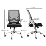 Image of a Mesh Office Chair With Flip Up Arms, Lumbar Support, Swivel Base.