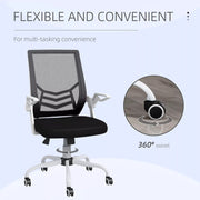 Image of a Mesh Office Chair With Flip Up Arms, Lumbar Support, Swivel Base.
