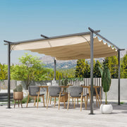3.5x3.5m Metal Garden Pergola With Retractable Roof