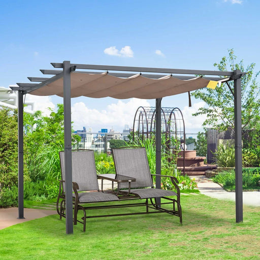 3m x 3m Metal Pergola With Retractable Canopy